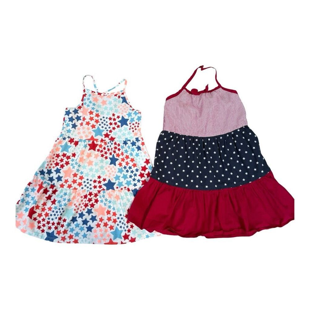 Set of 2 Gymboree and Cat & Jack Americana girls dresses size 6-7